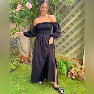 Topshop tiered maxi black dress